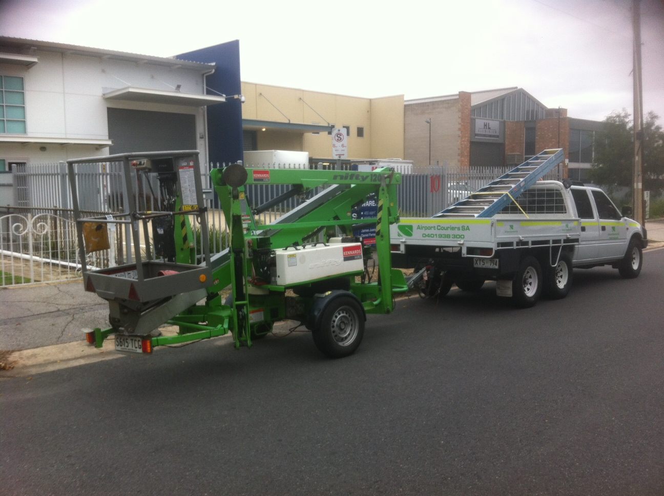 Courier ute transporting hire equipment