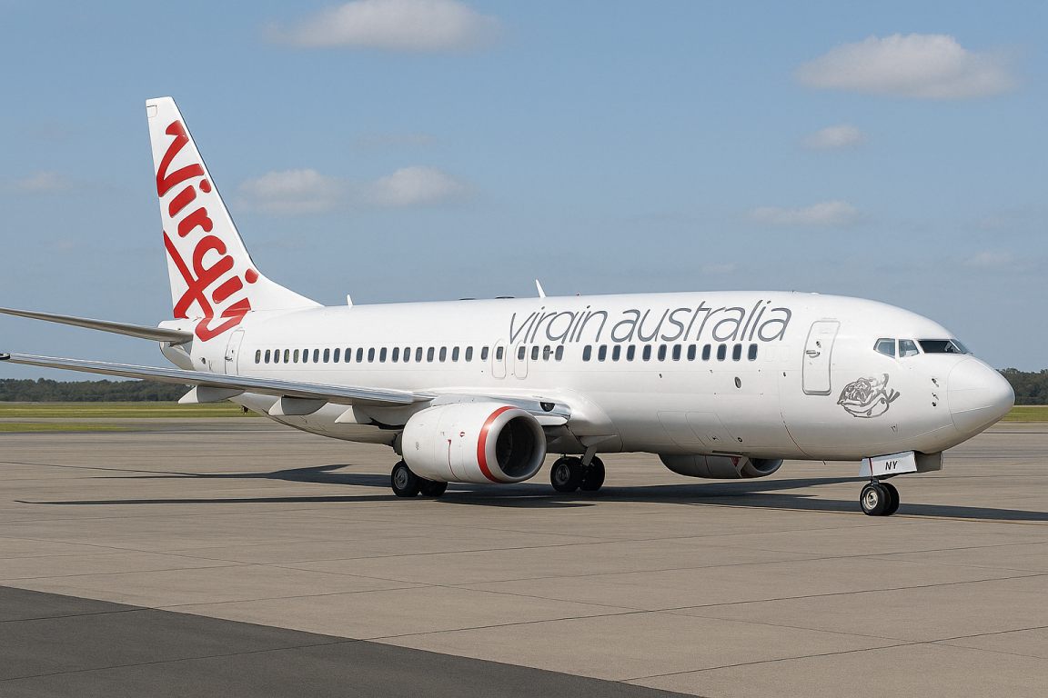 Virgin aircraft on the airport tarmac